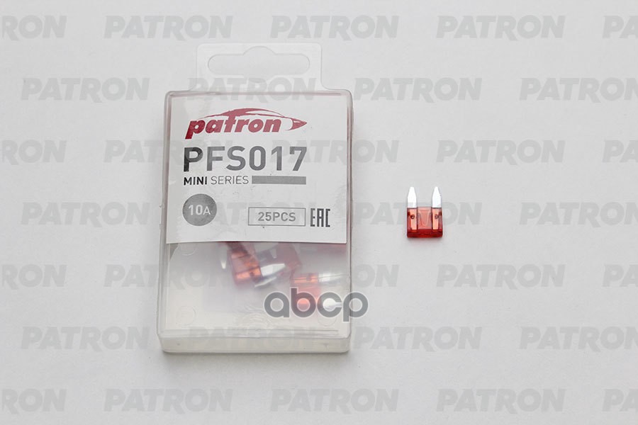 Предохранитель пласт.коробка 25шт MINI Fuse 10A красный PATRON PFS017