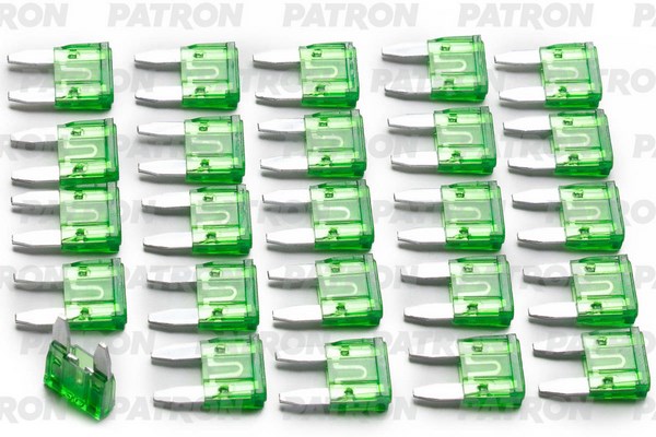 Предохранитель пласт.коробка 25шт MINI Fuse 30A зеленый PATRON PFS021