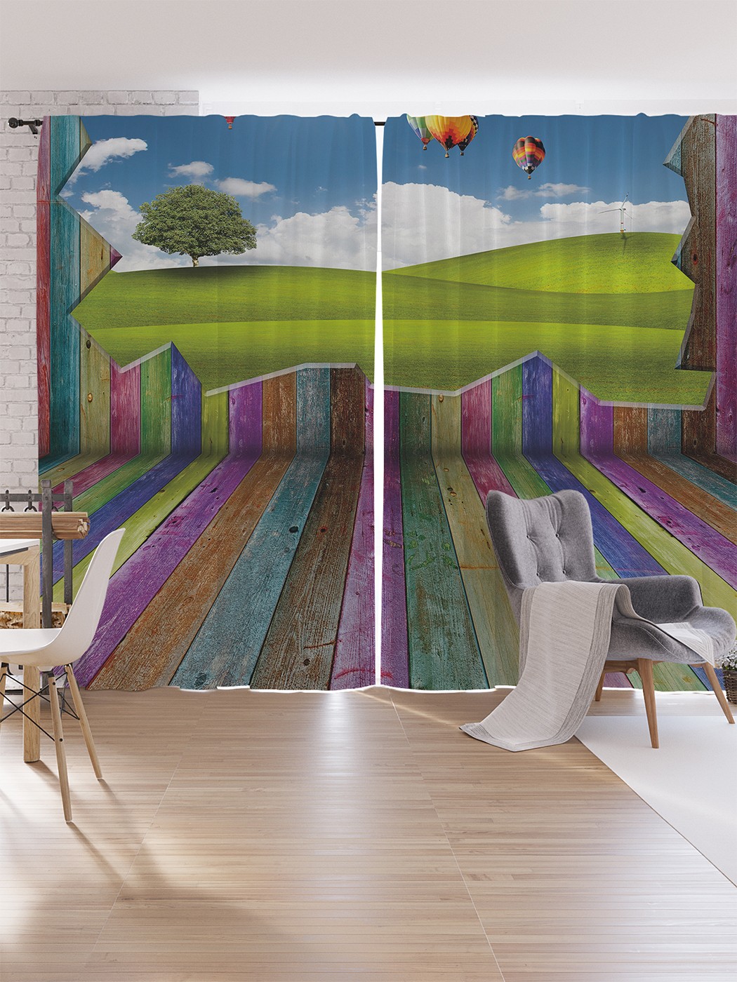 

Шторы под лён JoyArty "Соревнование воздухоплавателей", серия Oxford DeLux, 340х265 см, Соревнование воздухоплавателей