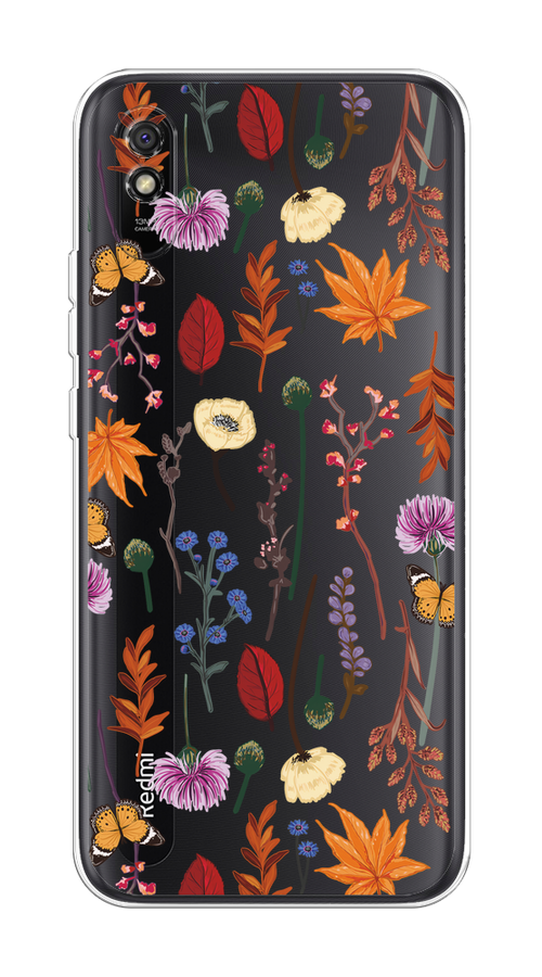 

Чехол на Xiaomi Redmi 9A "Orange Purple flowers", Оранжевый;красный;розовый;желтый;прозрачный, 38950-1