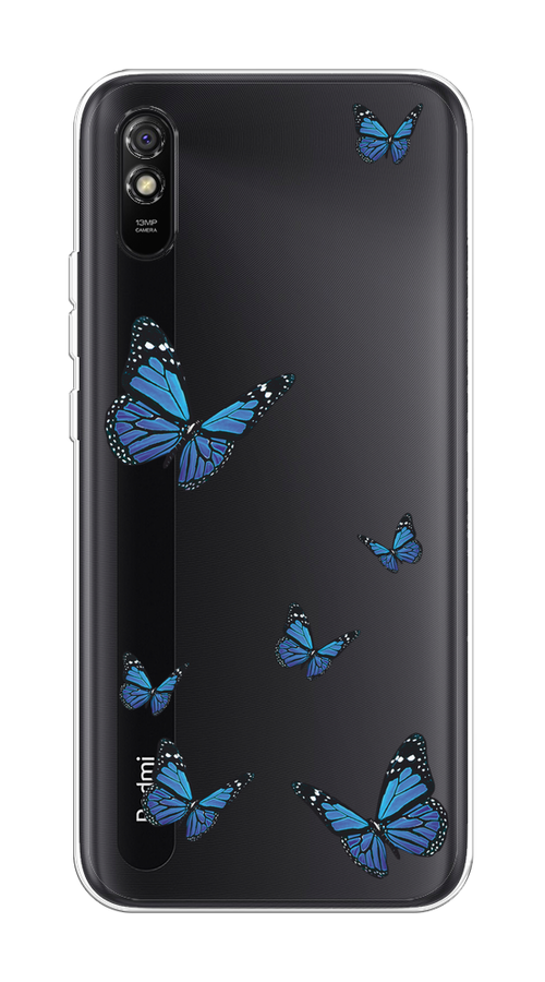 

Чехол на Xiaomi Redmi 9A "Blue butterflies", Синий;черный, 38950-1