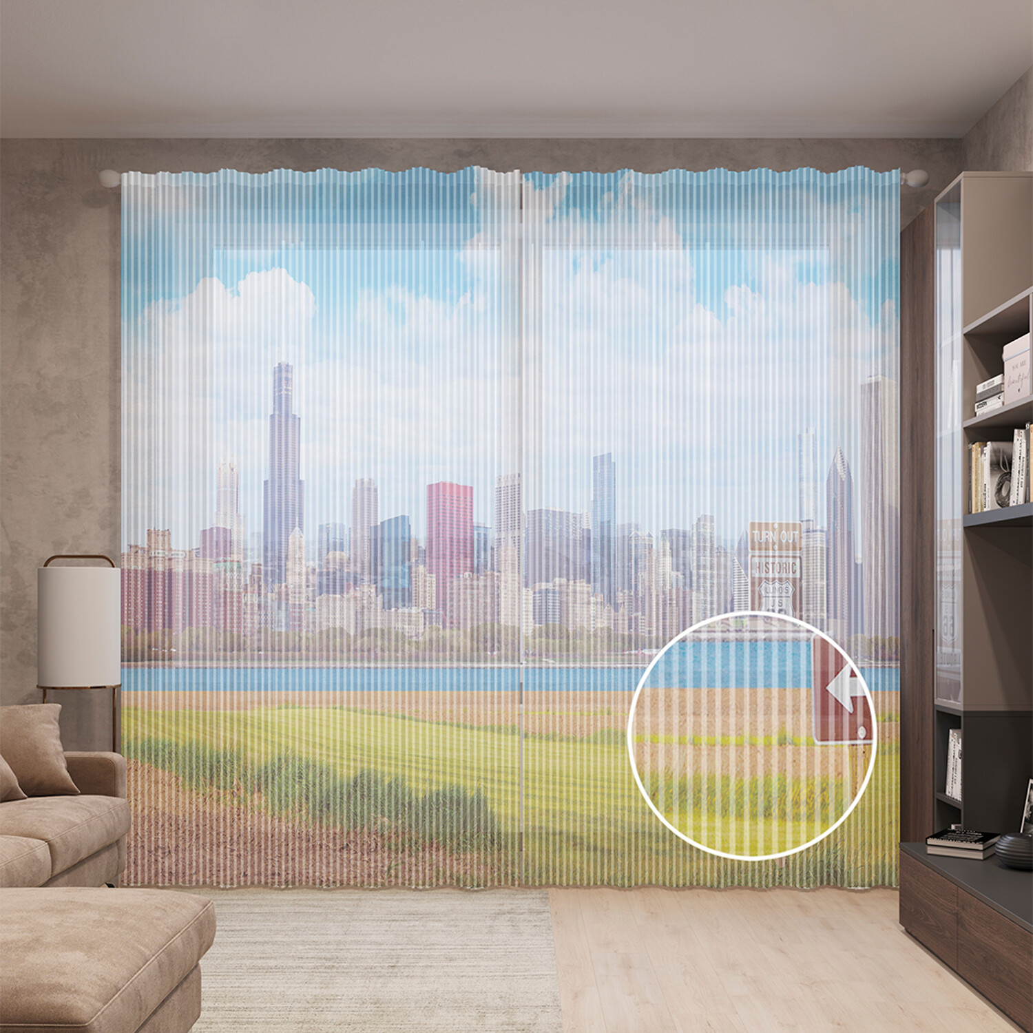 

Тюль вуаль JoyArty "Поворот на 66-ю дорогу возле Чикаго", 310х265 см, Поворот на 66-ю дорогу возле Чикаго