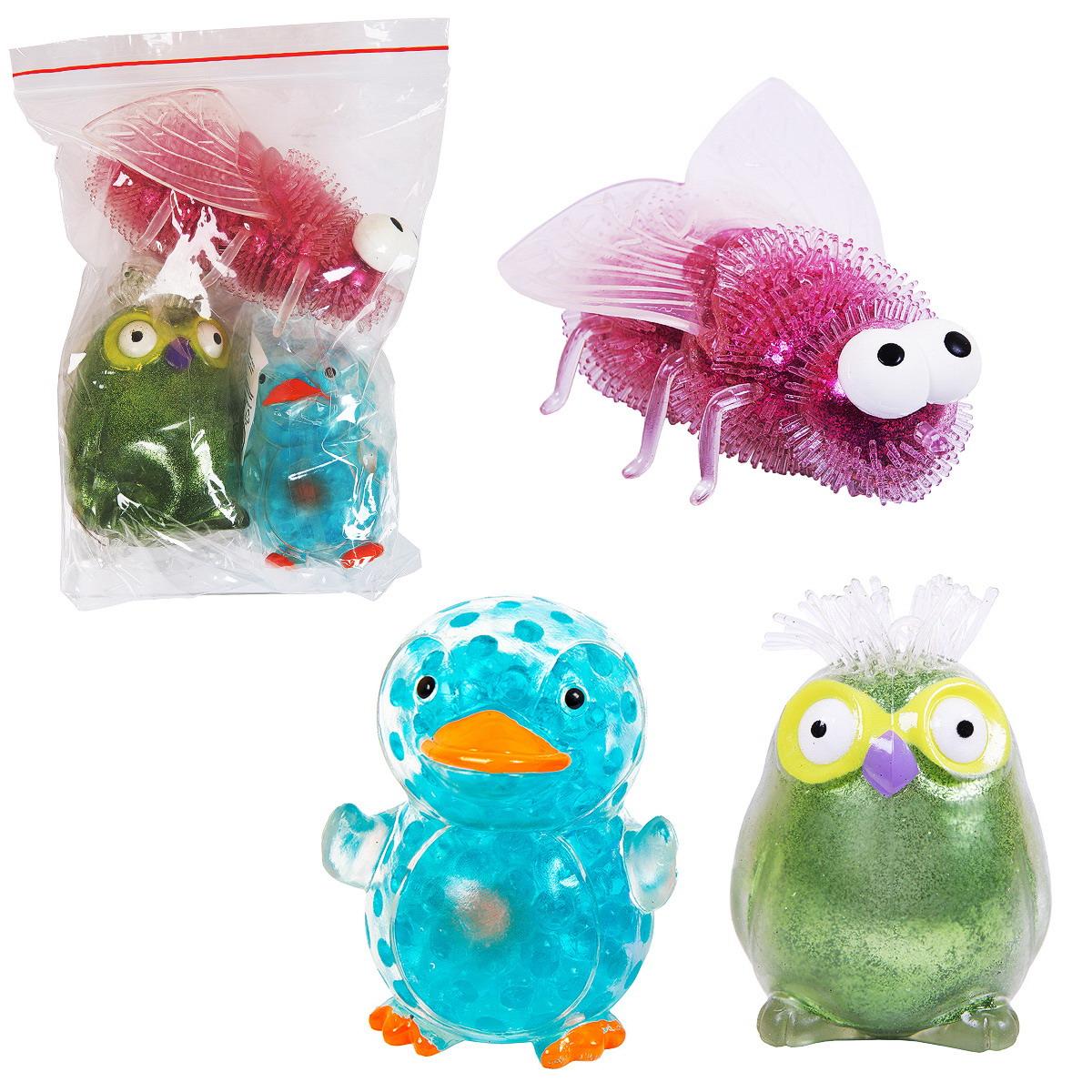 

Игрушка антистресс Junfa toys сова и муха блестящая, пингвин пр. с шариками нSQ008