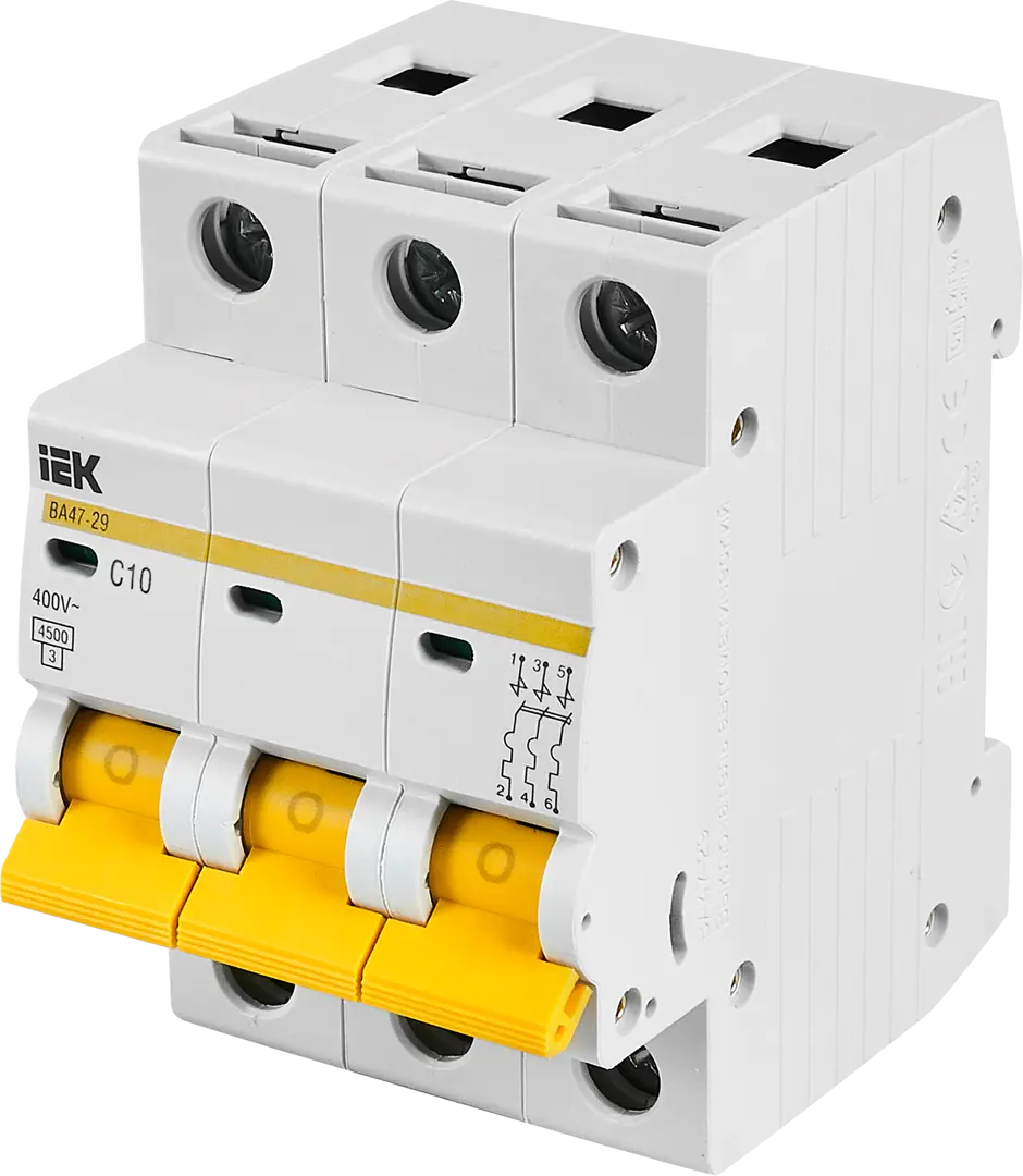 Выключатель автоматический IEK ВA47-29 3 полюса 10 A