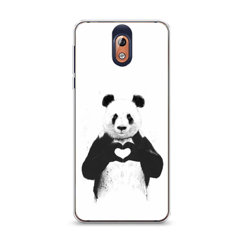 

Чехол Awog на Nokia 3.1 / Нокиа 3.1 "Панда love", Серебристый, 121650-10