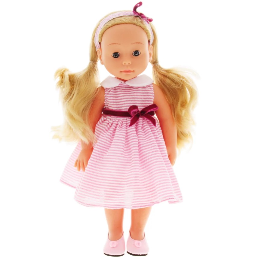 фото Кукла dimian bambolina boutique 40 см, розовое полосатое платье bd1600-m37/полосатое