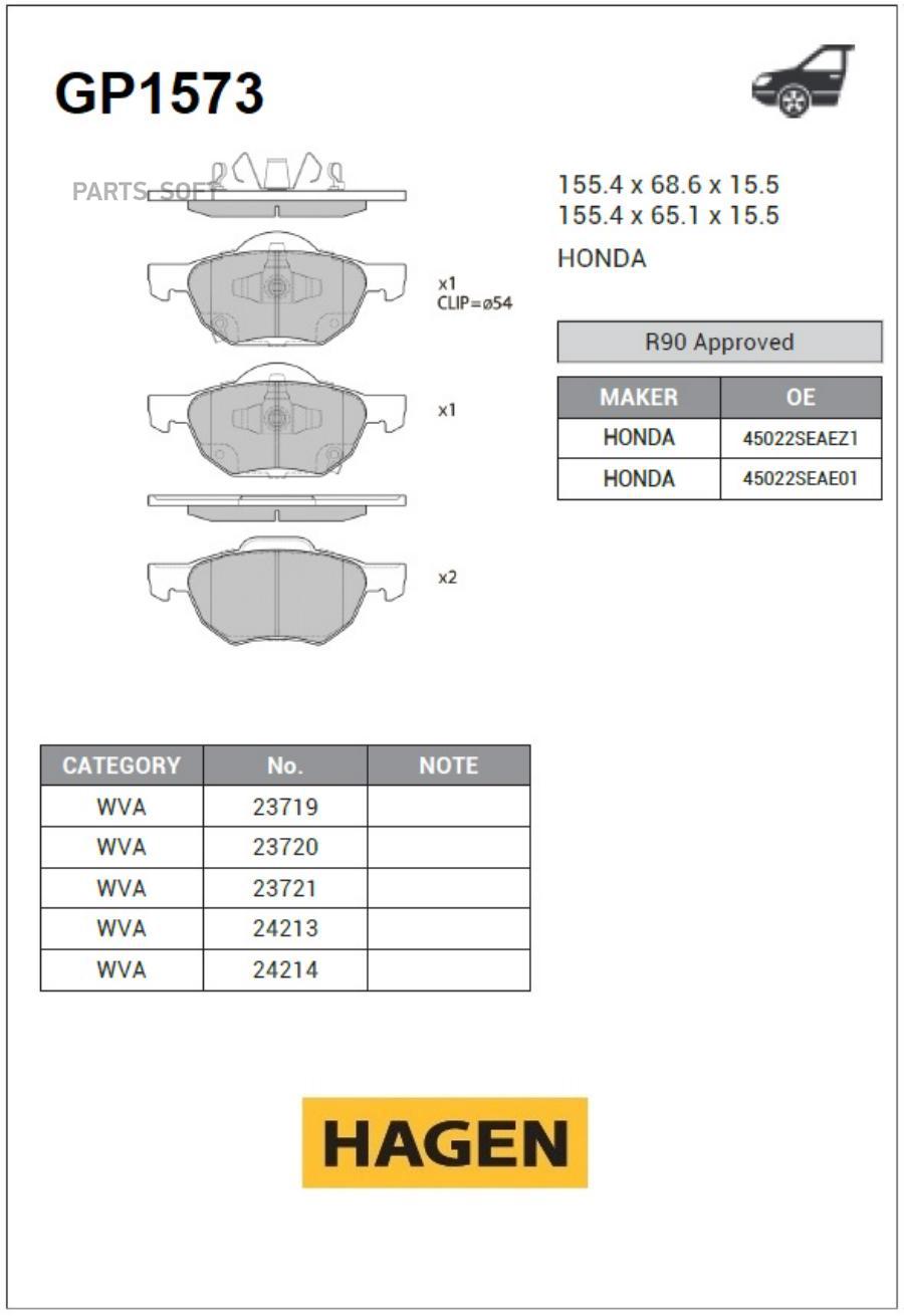 

Тормозные колодки Sangsin brake дисковые GP1573, GP1573