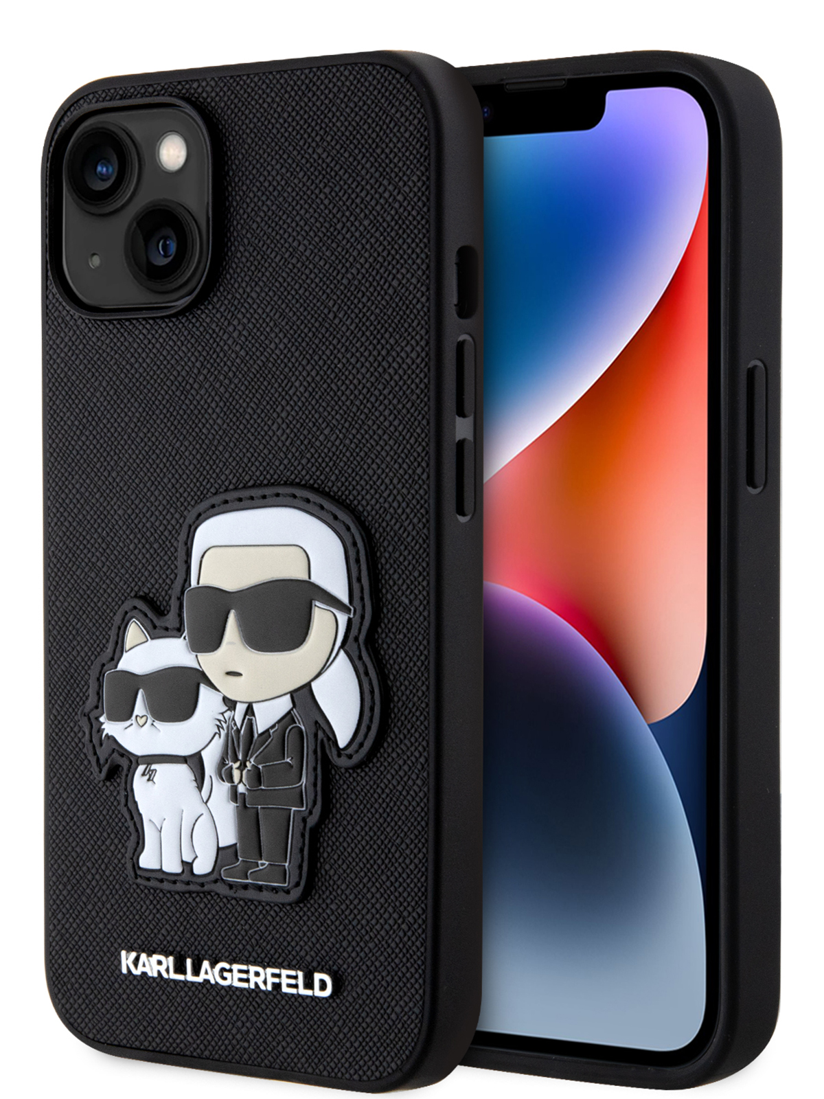 

Чехол Karl Lagerfeld для iPhone 13 чехол PU Saffiano NFT Karl & Choupette Hard Black, Черный