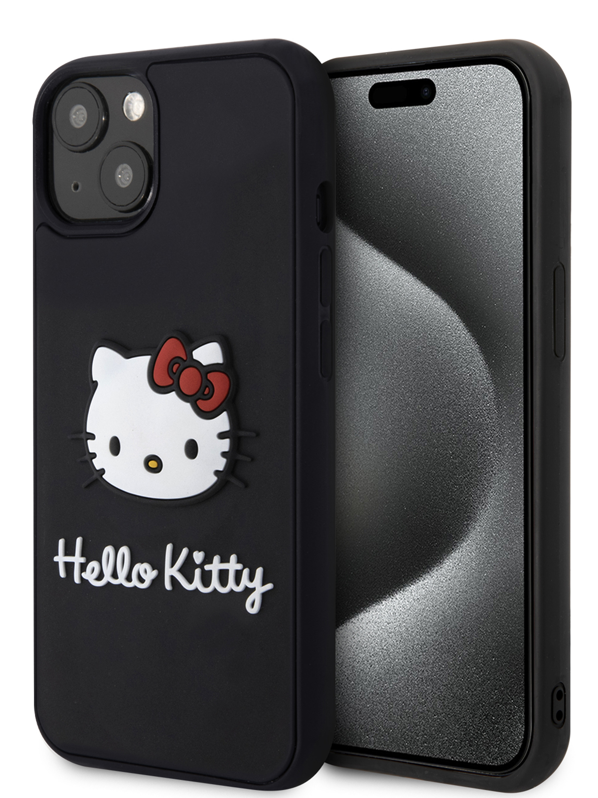 Чехол Hello Kitty для iPhone 15 3D Rubber Kitty Head Hard Black
