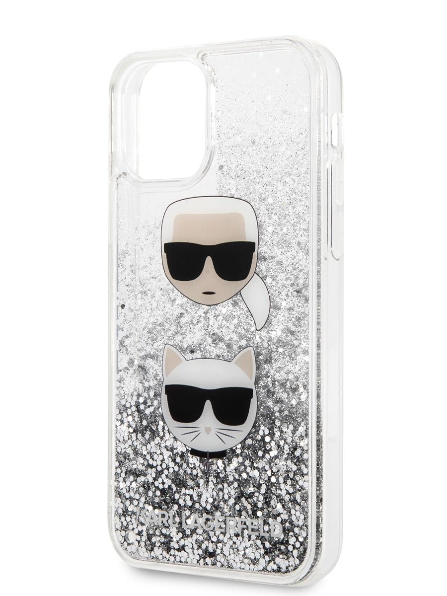 

Чехол Karl Lagerfeld для iPhone 11 с жидкими блестками Hard Silver, Серебристый