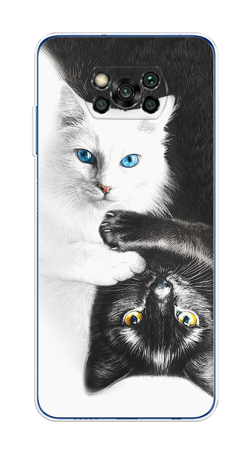 

Чехол на Xiaomi Poco X3/X3 Pro "Коты Инь-Янь", Черный;белый;голубой, 39250-1