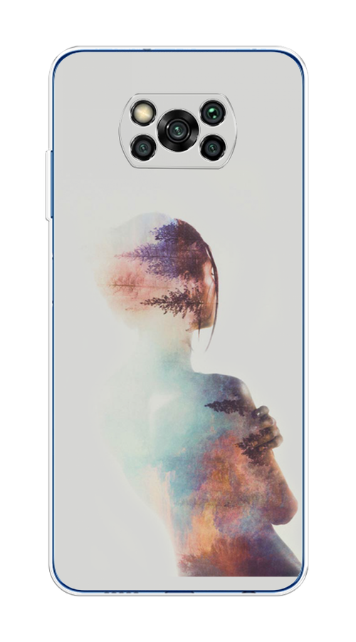 

Чехол на Xiaomi Poco X3/X3 Pro "Девушка-лес", Розовый;голубой;серый, 39250-1