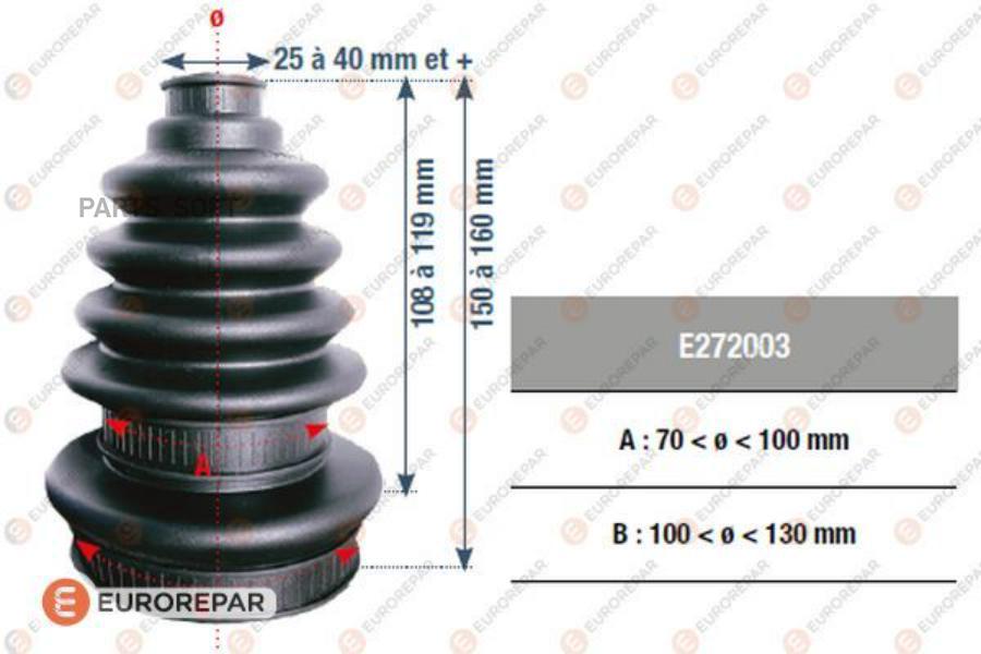 

Пыльник ШРУСа Универсальный d1=25-40мм, d2=70-130мм, (2 уровня: 108-119, 150-160)