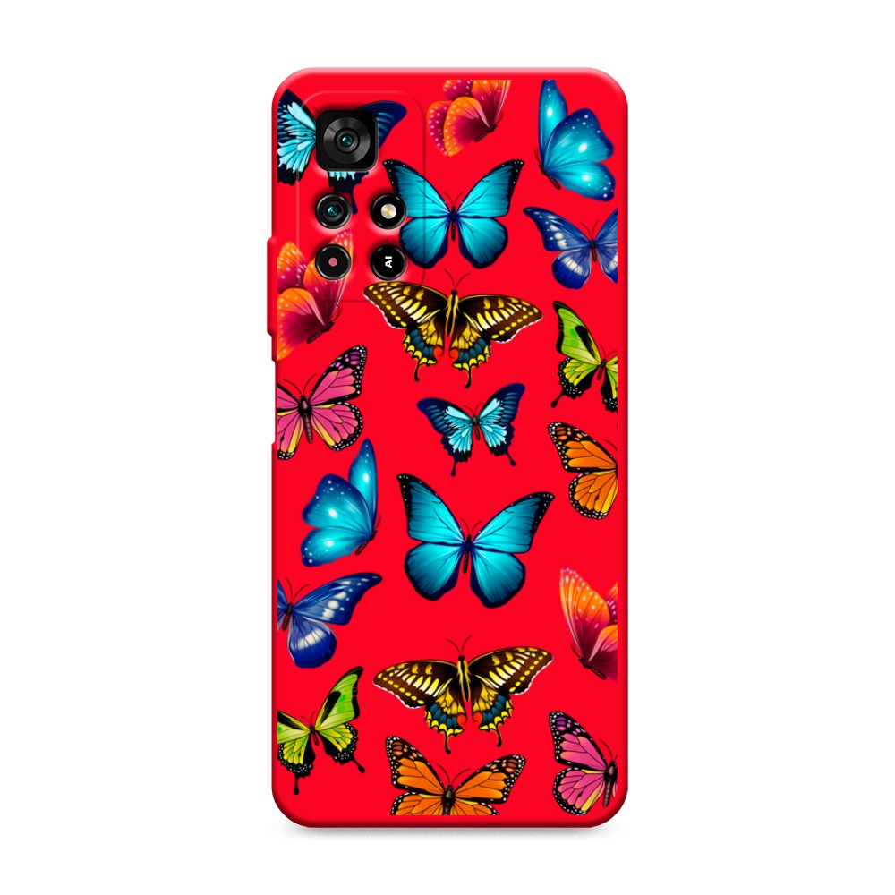 

Матовый силиконовый чехол "Разные бабочки" на Xiaomi Redmi Note 11T 5G, Разные бабочки