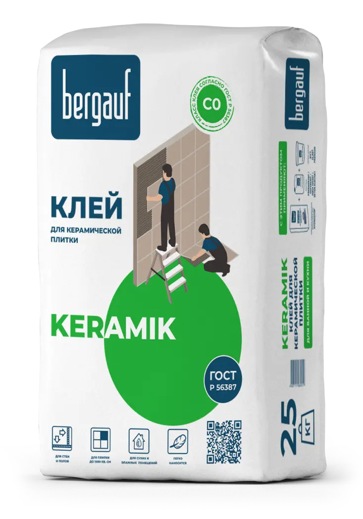 фото Клей для плитки bergauf keramik 25 кг