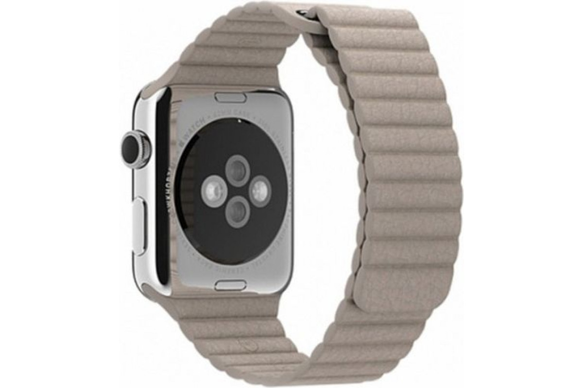 фото Ремешок кожаный на магните для apple watch 44мм, серый m-line