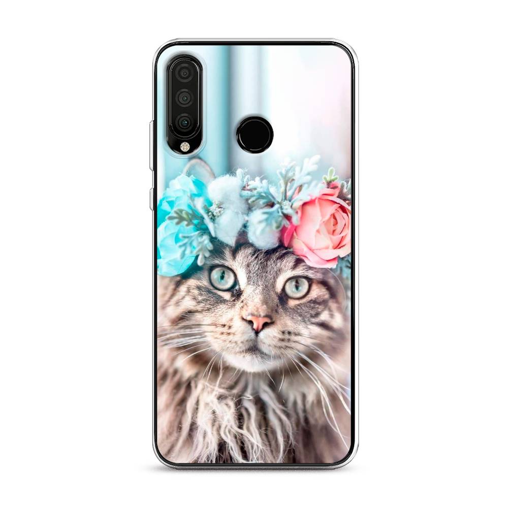 

Чехол Awog на Honor 20 Lite 2020 "Кот в венке", Серый;голубой;розовый, 611250-2