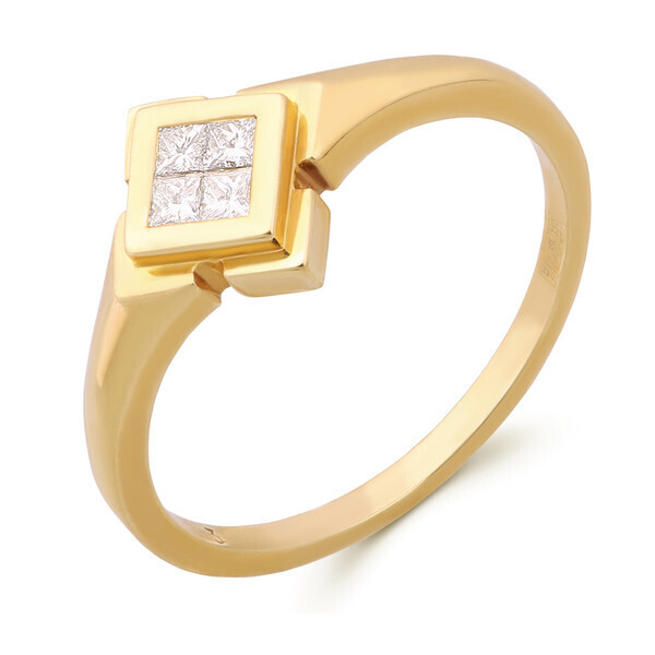 фото Кольцо из желтого золота с бриллиантом р.22 русские самоцветы 00615-2