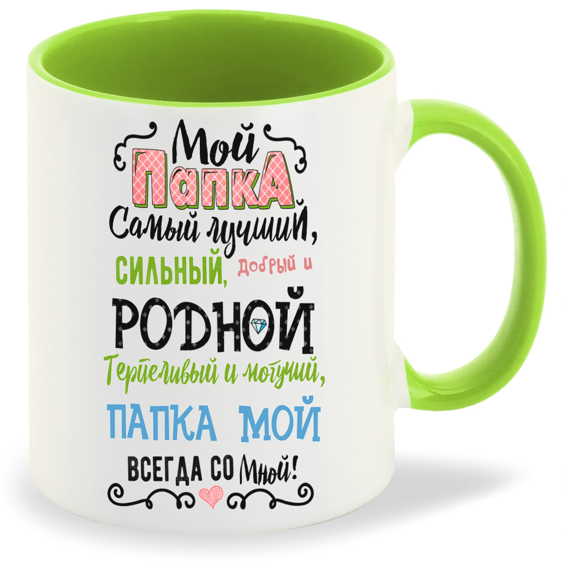 

Кружка CoolPodarok Семья Мой папка самый лучший сильный добрый и родной, Семья Мой папка самый лучший сильный добрый и родной