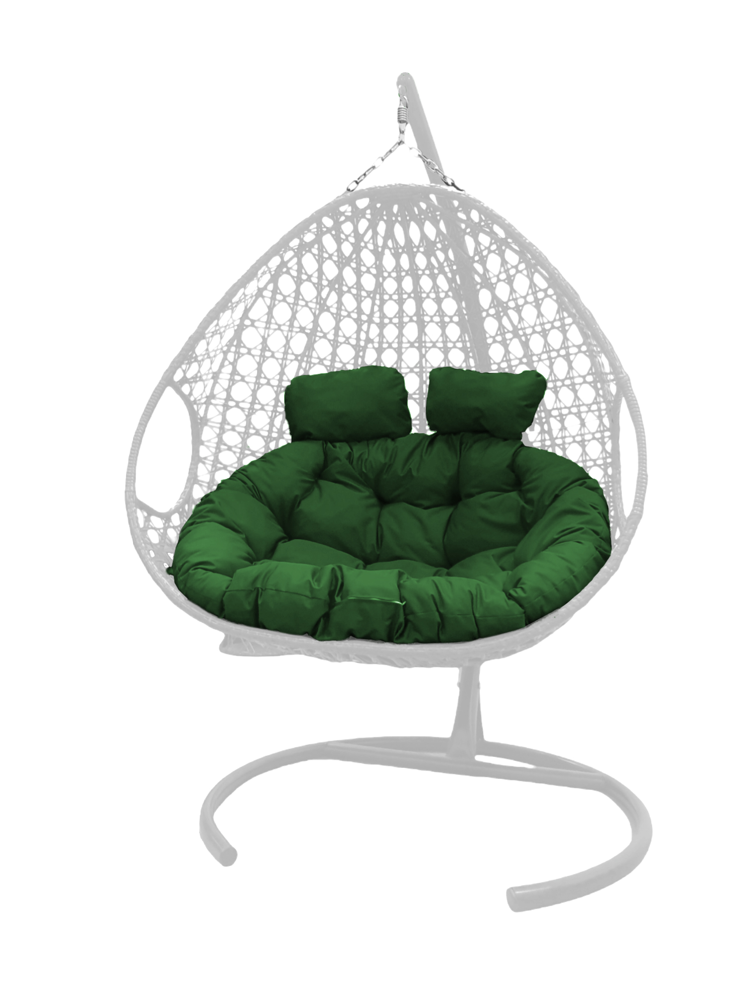 фото Подвесное кресло белый m-group для двоих люкс 11510104 зелёная подушка