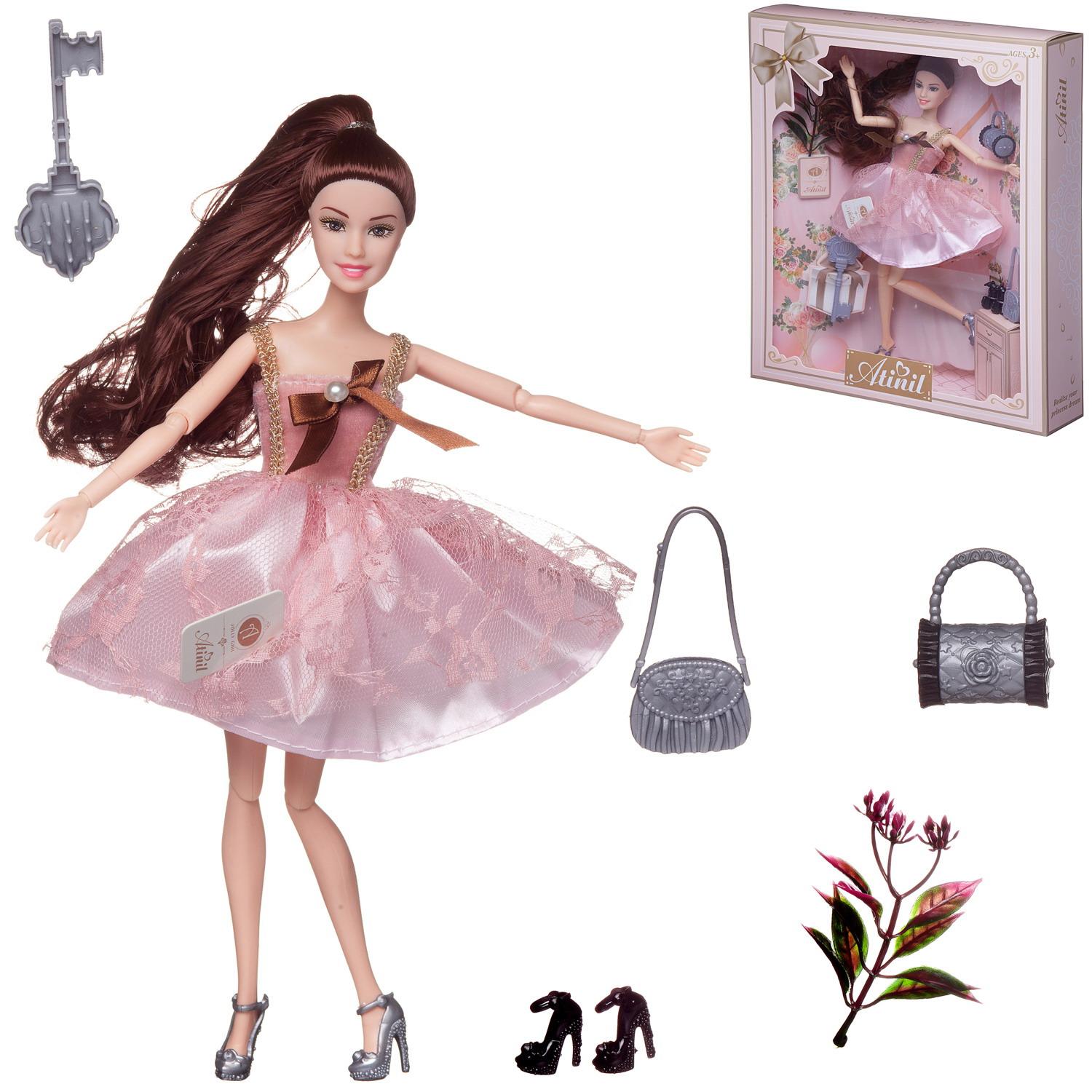 Кукла Junfa Atinil Мой розовый мир в платье с двухслойной юбкой, 28см WJ-21547/шатенка