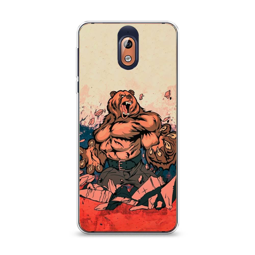 

Чехол Awog на Nokia 3.1 / Нокиа 3.1 "Медведь с флагом РФ", Коричневый;синий;красный, 121650-2