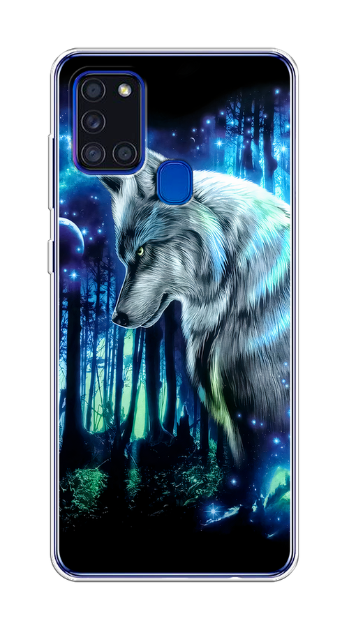 

Чехол на Samsung Galaxy A21s "Сказочный волк", Синий;серебристый;черный, 2100250-1