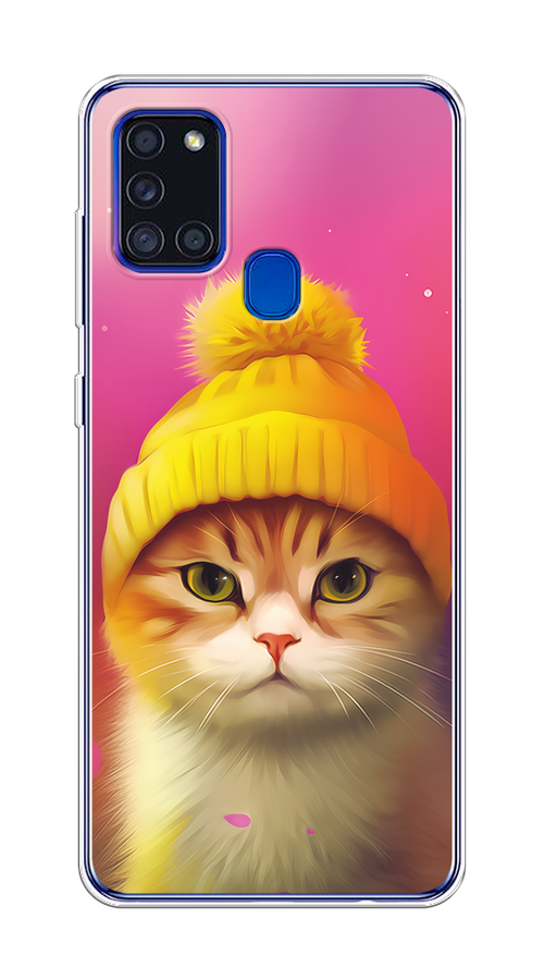 

Чехол на Samsung Galaxy A21s "Котик в шапочке", Розовый;желтый;бежевый, 2100250-1