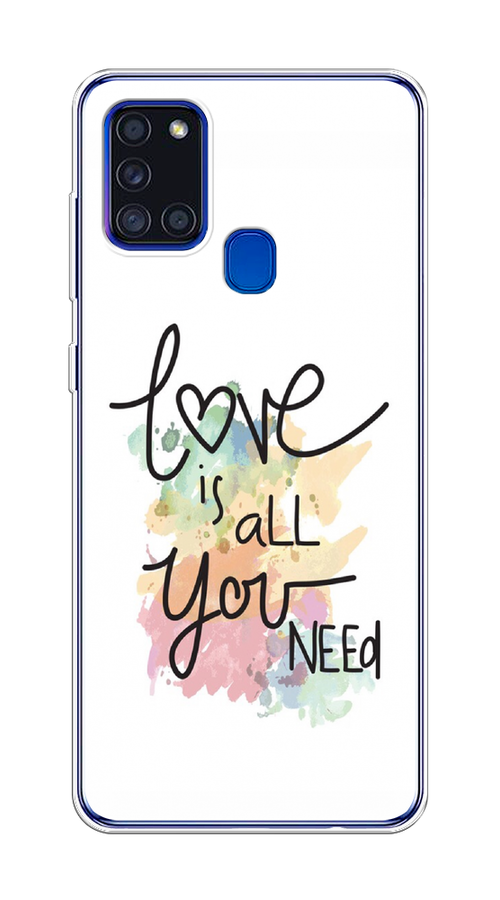 

Чехол на Samsung Galaxy A21s "Love is all you need", Белый;черный;зеленый, 2100250-1