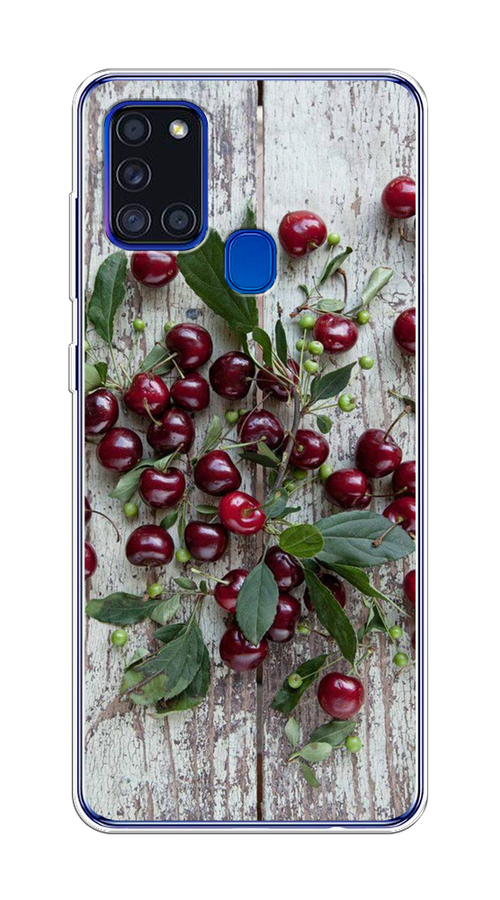 

Чехол на Samsung Galaxy A21s "Вишня", Бордовый;зеленый;серый, 2100250-1