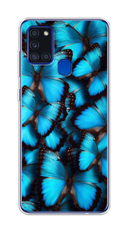 

Чехол на Samsung Galaxy A21s "Тропическая бабочка 2", Голубой;черный, 2100250-1