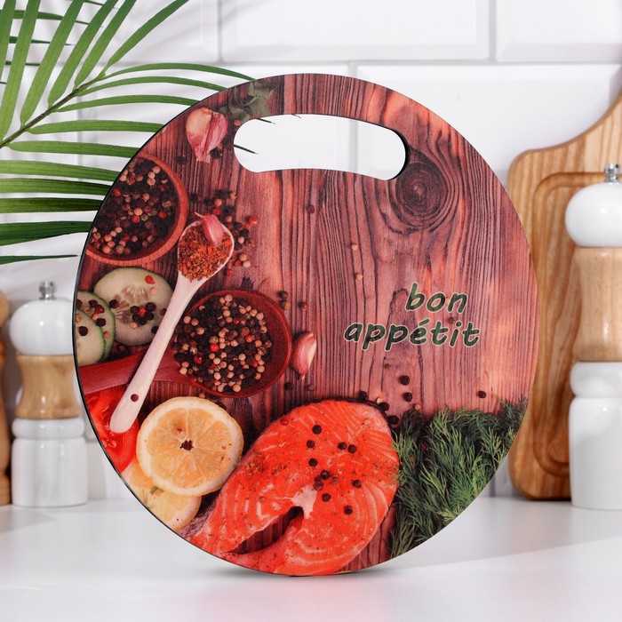

Доска разделочная и сервировочная с декором "Bon appetit" D25х0,55 см, фанера