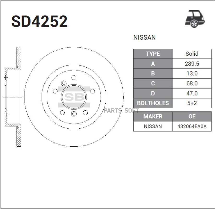 

Диск тормозной SANGSINBRAKE SD4252, SD4252