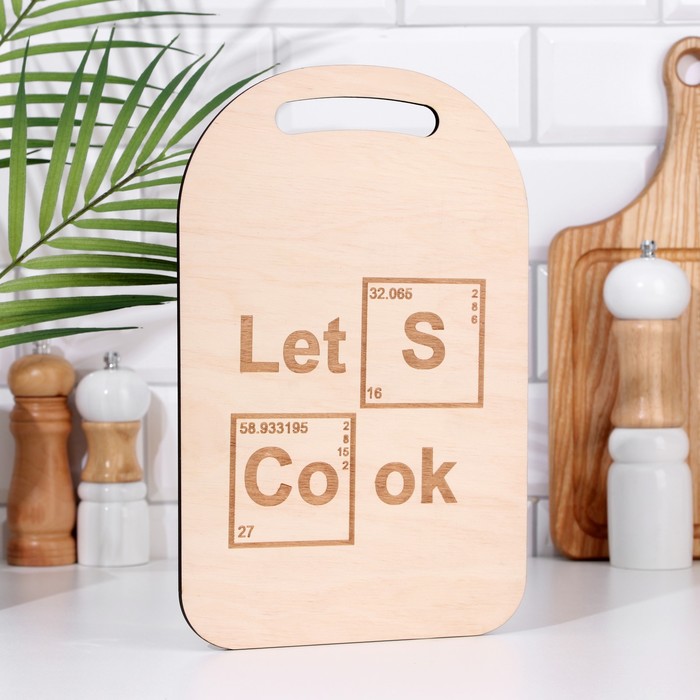 

Доска разделочная и сервировочная с гравировкой "Lets cook" 29,25x18,75x0,55 см, фанера, Бежевый