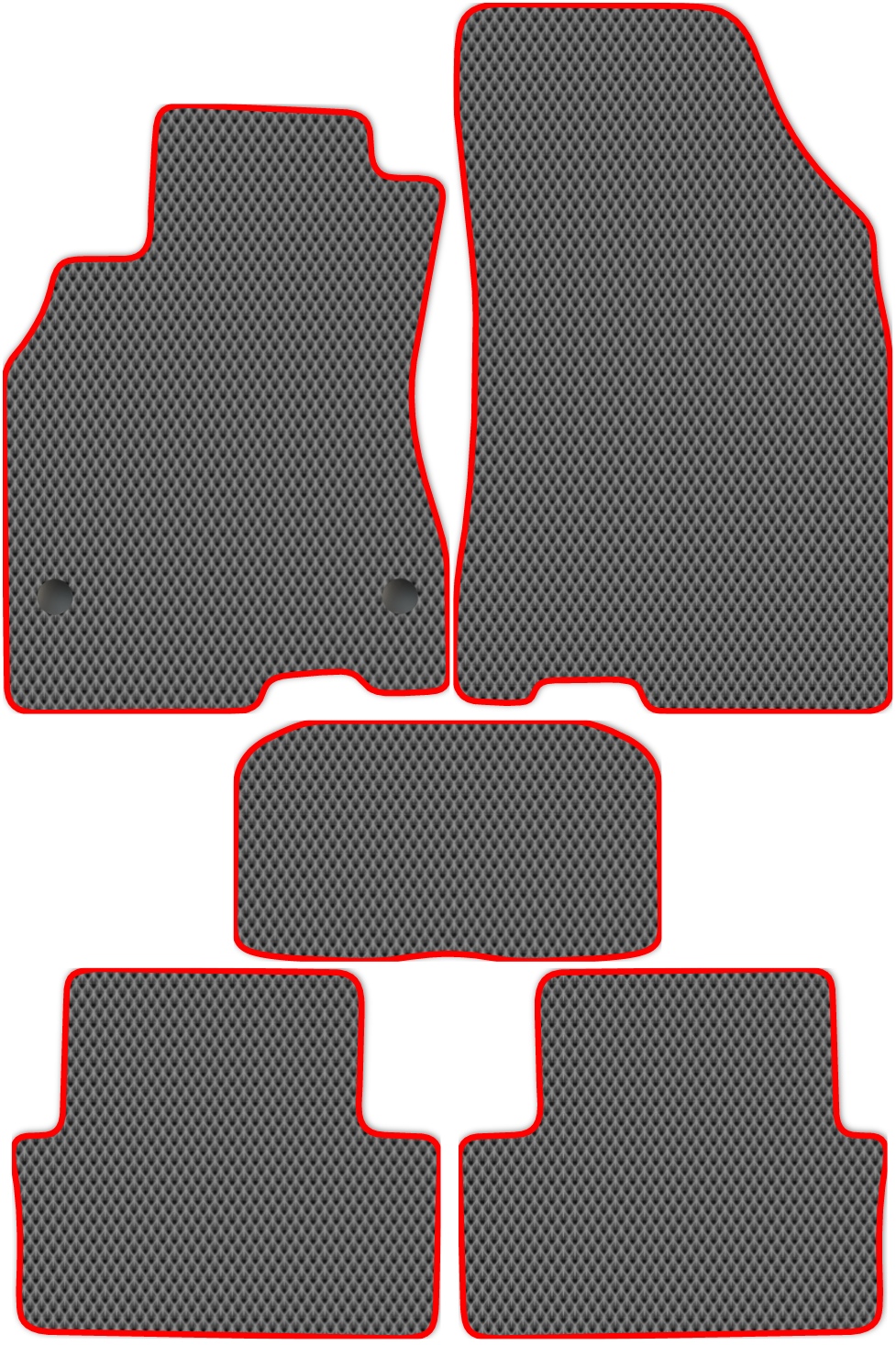 

Коврики ЭВА в салон для Renault Fluence 2009 - 2017, 5 шт. серый, красный кант, 4109-S5YT-H