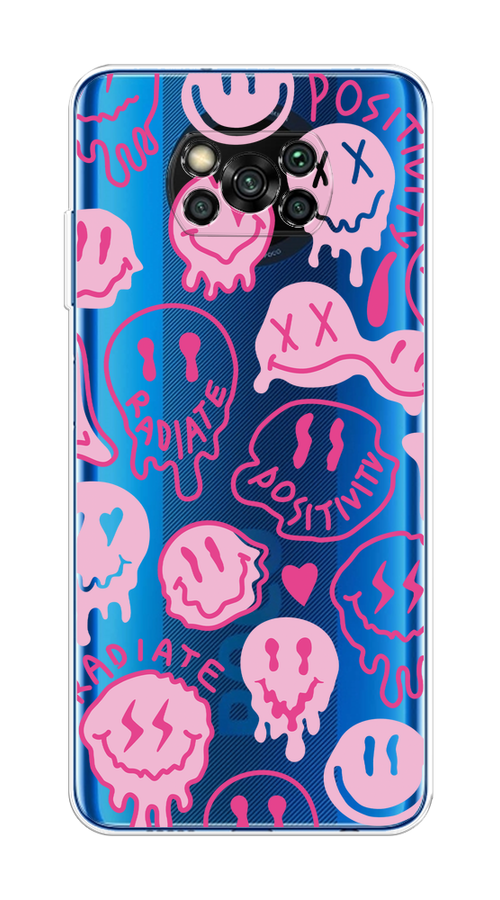 

Чехол на Xiaomi Poco X3/X3 Pro "Галлюциногенные смайлики", Прозрачный;розовый, 39250-1