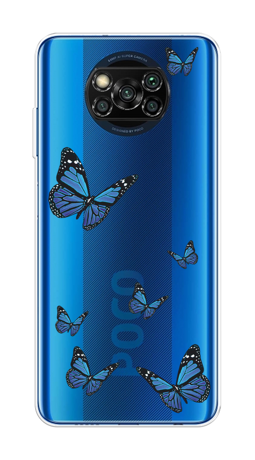 

Чехол на Xiaomi Poco X3/X3 Pro "Blue butterflies", Синий;черный, 39250-1