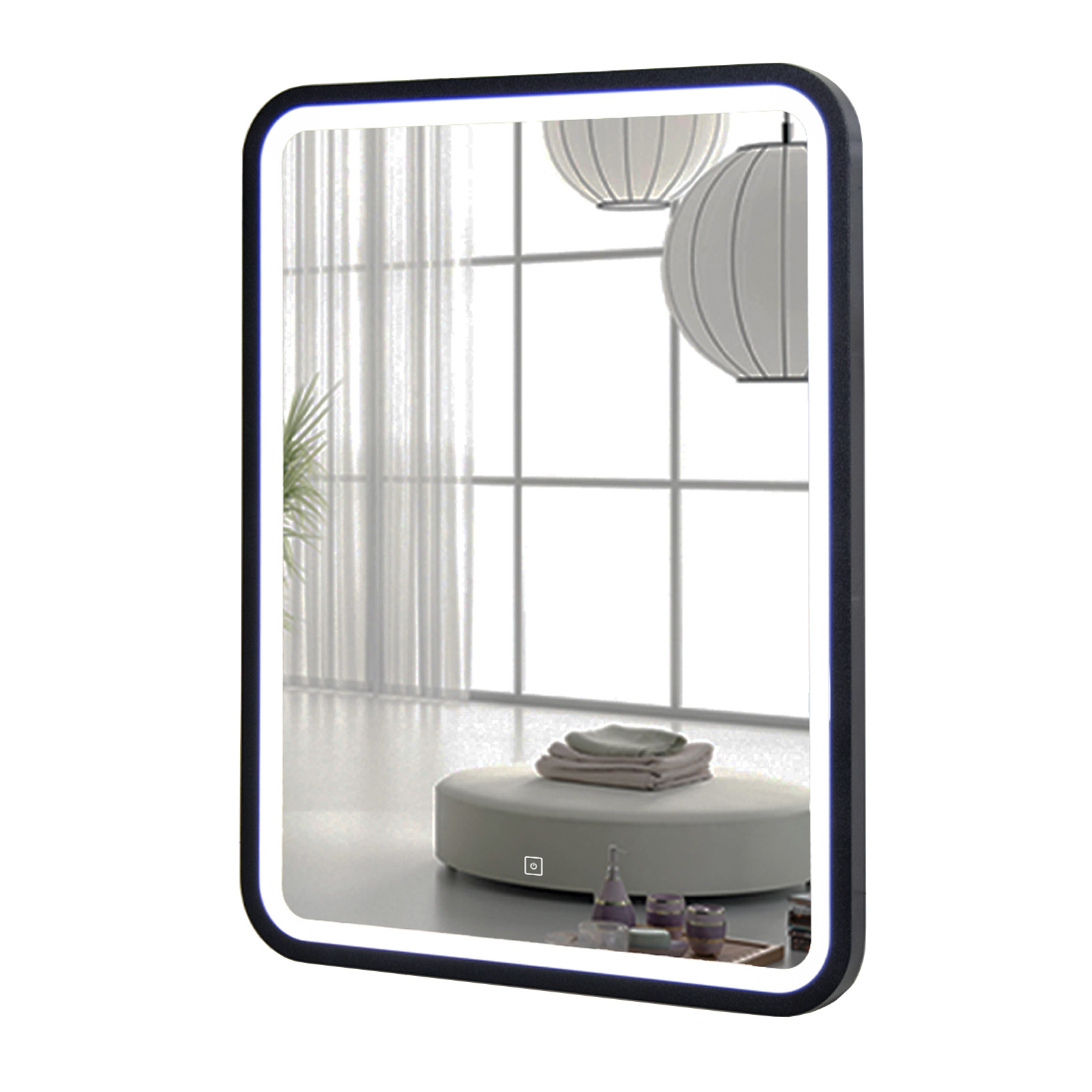 Зеркало La Tezza в раме с LED подсветкой, сенсор, диммер, 60х80 (ШхВ) , цвет черный зеркало с фацетом в багетной раме evoform орех 65 мм 72х102 см