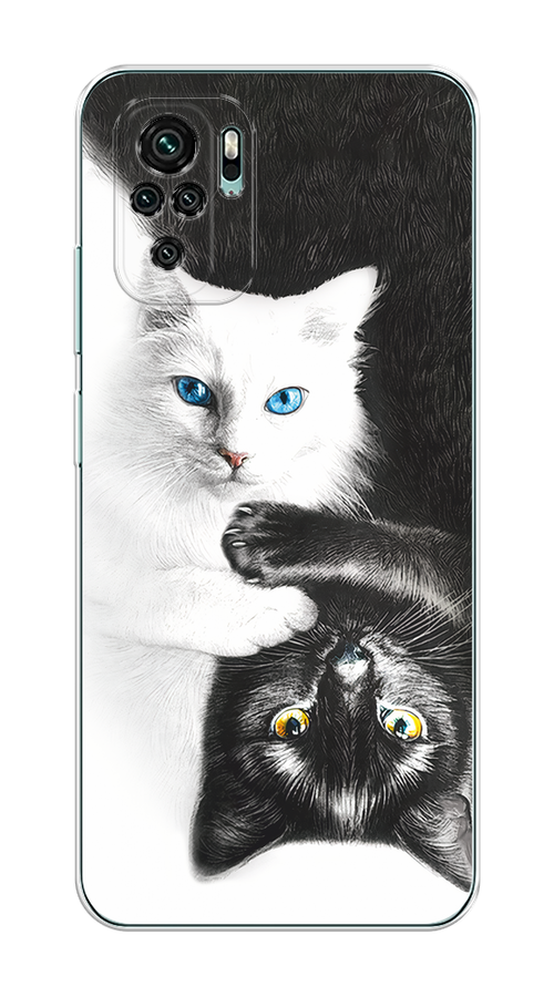 

Чехол на Xiaomi Redmi Note 10 "Коты Инь-Янь", Черный;белый;голубой, 39750-1