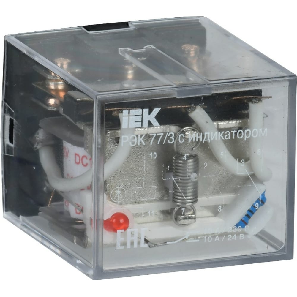 IEK Реле РЭК77/3 LY3 с индикацией 10А 12В АC RRP10-3-10-012A-LED