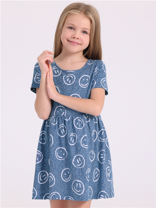 Платье детское Апрель 251дев001нД1, смайлики на джинсе, 98 трия платье футер смайлики