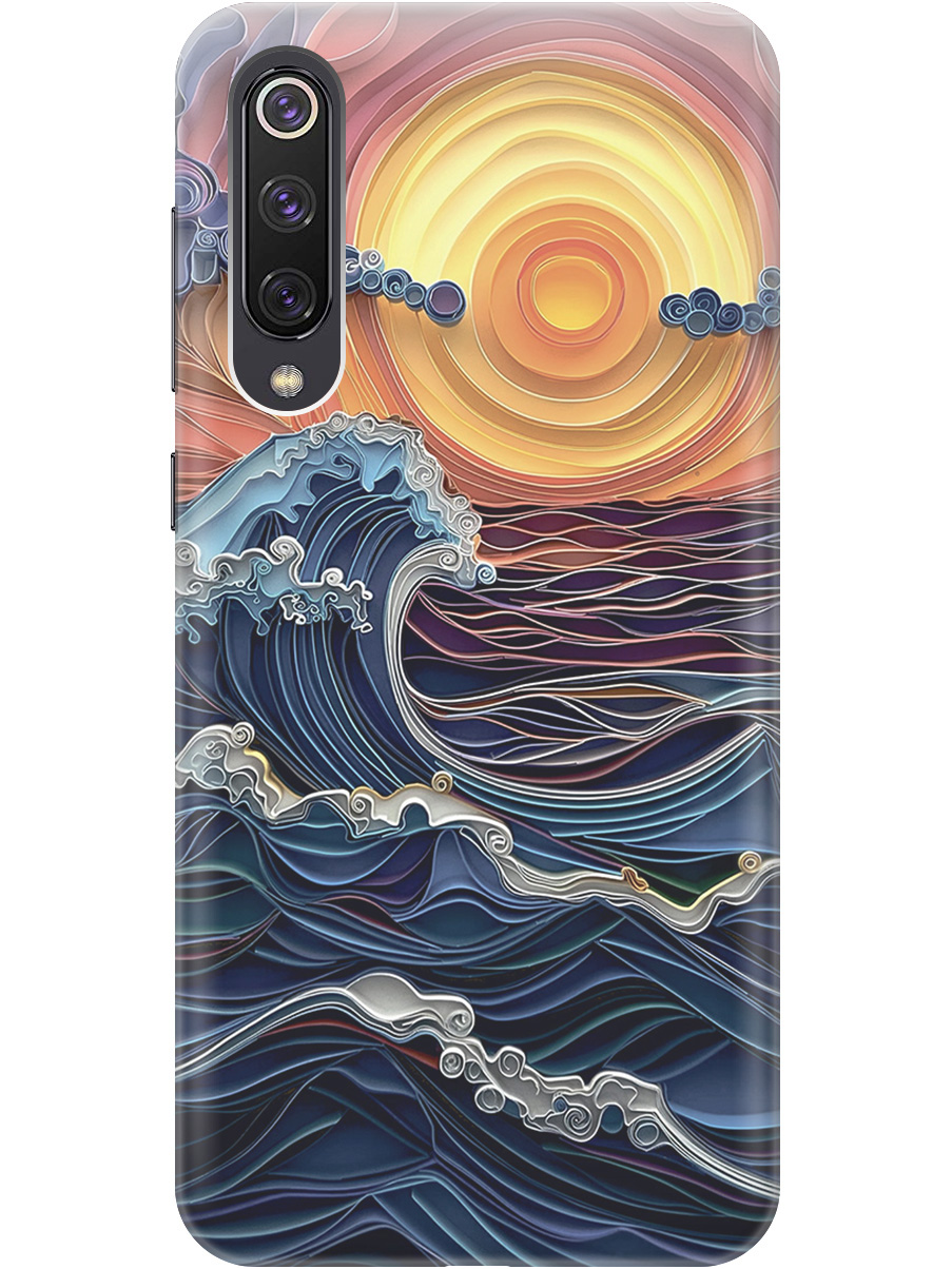 

Силиконовый чехол на Xiaomi Mi 9 SE с принтом "Волны на закате", 721347510