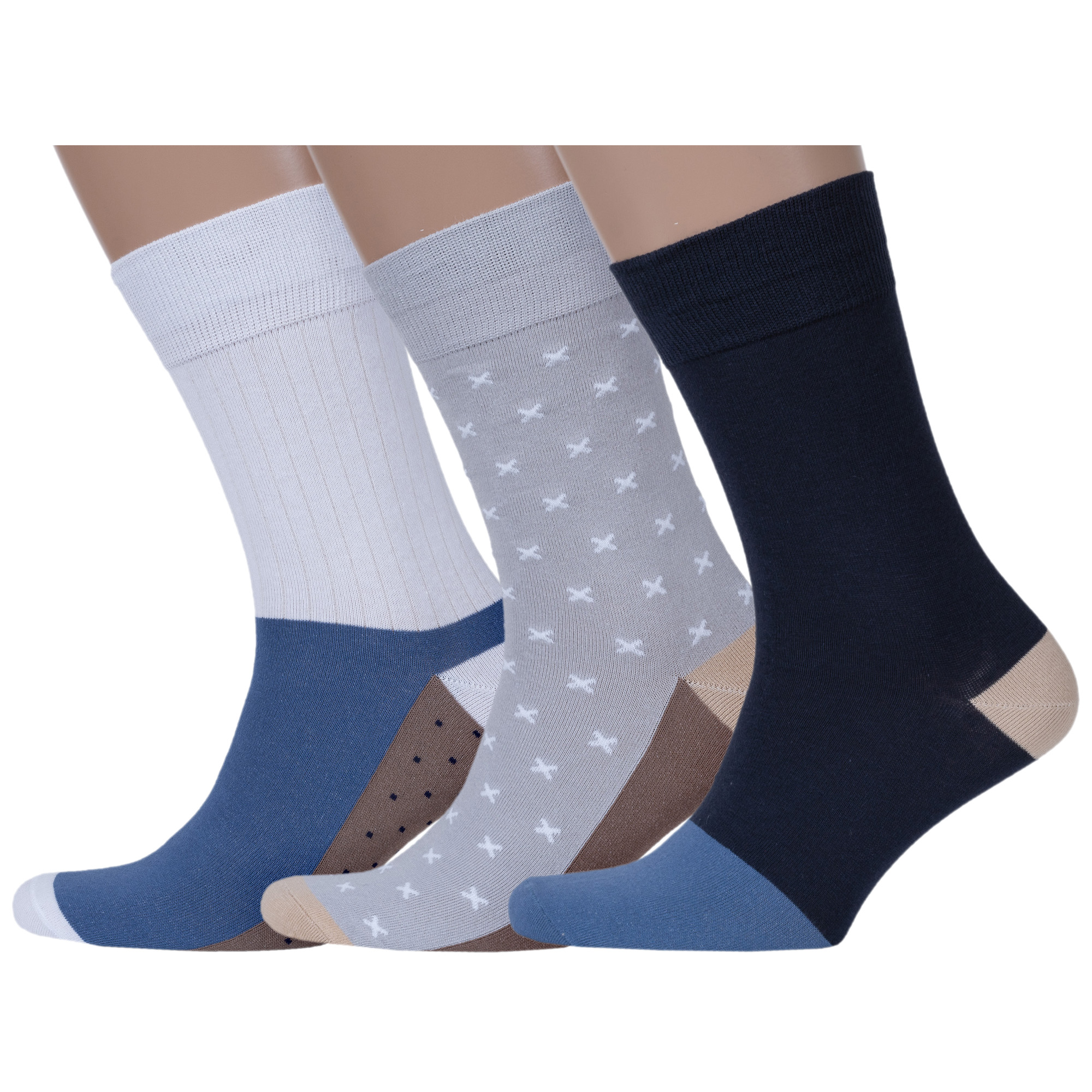 

Комплект носков мужских MoscowSocksClub msk3-М46 разноцветных 27, Белый;синий;серый, msk3-М46