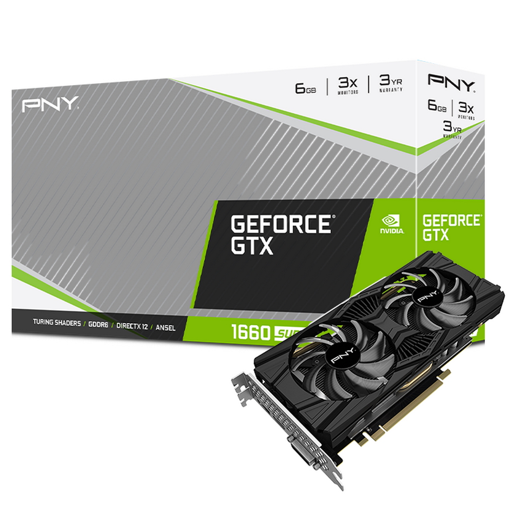 Видеокарта PNY NVIDIA GeForce GTX 1660 SUPER Dual Fan (VCG16606SDFPPB)