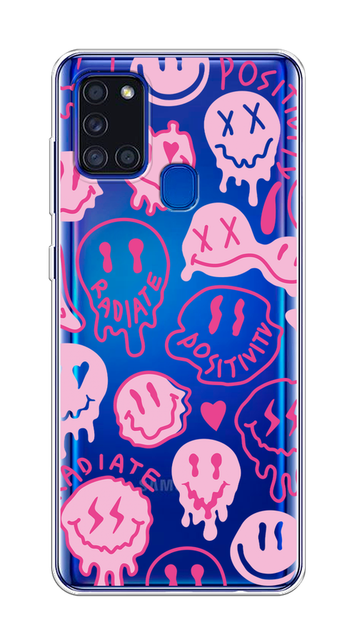 

Чехол на Samsung Galaxy A21s "Галлюциногенные смайлики", Прозрачный;розовый, 2100250-1
