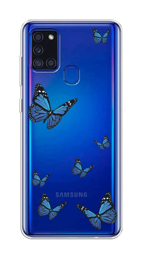 

Чехол на Samsung Galaxy A21s "Blue butterflies", Синий;черный, 2100250-1