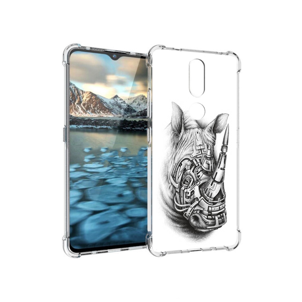 

Чехол MyPads Tocco для Nokia 2.4 стальной носорог (PT227049.107.620), Прозрачный, Tocco