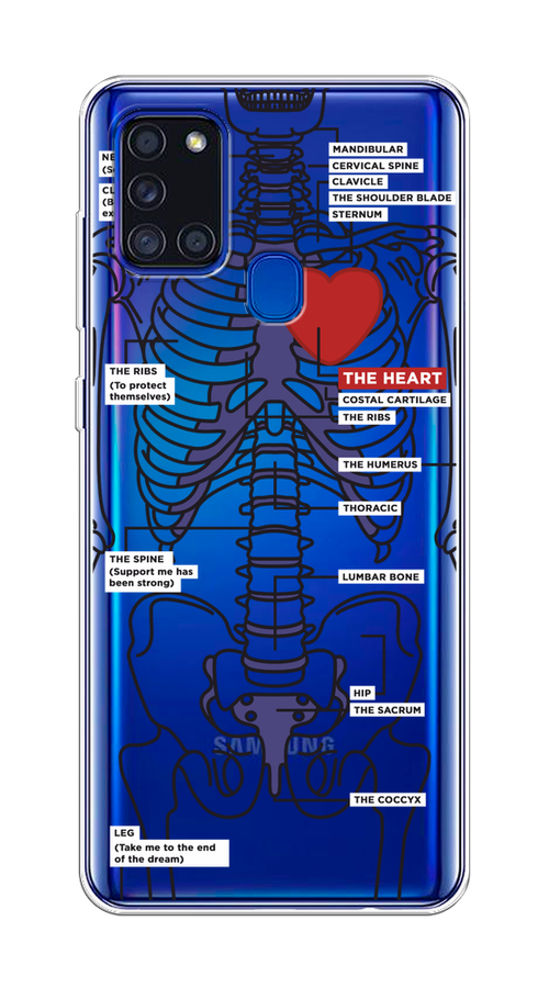 

Чехол на Samsung Galaxy A21s "Скелет человека", Прозрачный;синий;красный, 2100250-1