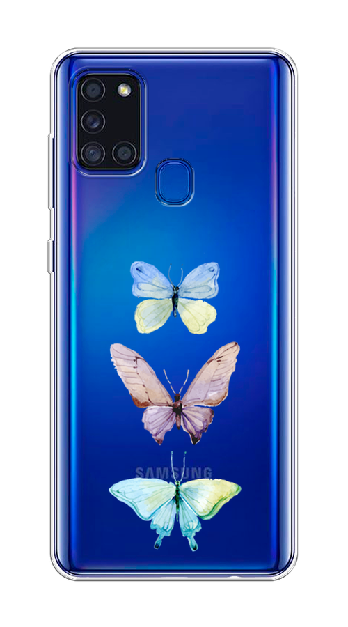 

Чехол на Samsung Galaxy A21s "Акварельные бабочки", Бирюзовый;розовый, 2100250-1