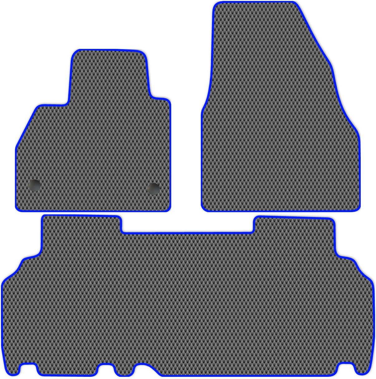 

Коврики ЭВА в салон для Renault Kangoo 2013 - 2016, 3 шт. серый, синий кант, 4119-W3Y-H